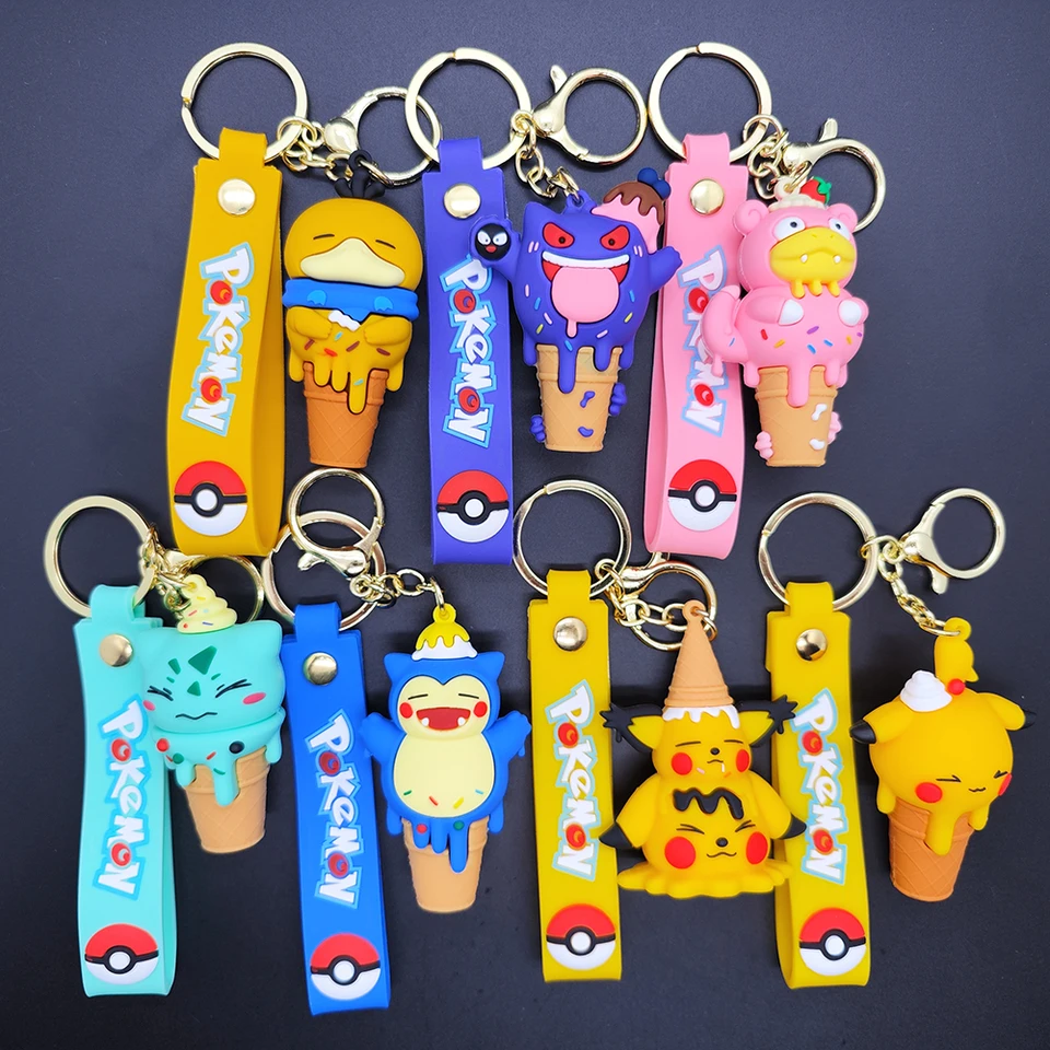 Kreatívna zmrzlina Pikachu Keychain Pokemon Doll Bag Bag Prívesok