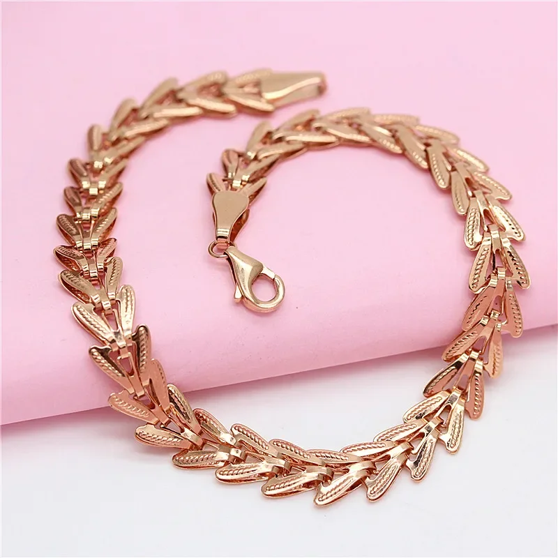 Kreatívne 585 Purple Gold Classic Ear of Phoat Phoenix Tail Catracelet for Women Tasted 14k Rose Gold New Charm Bangles šperky