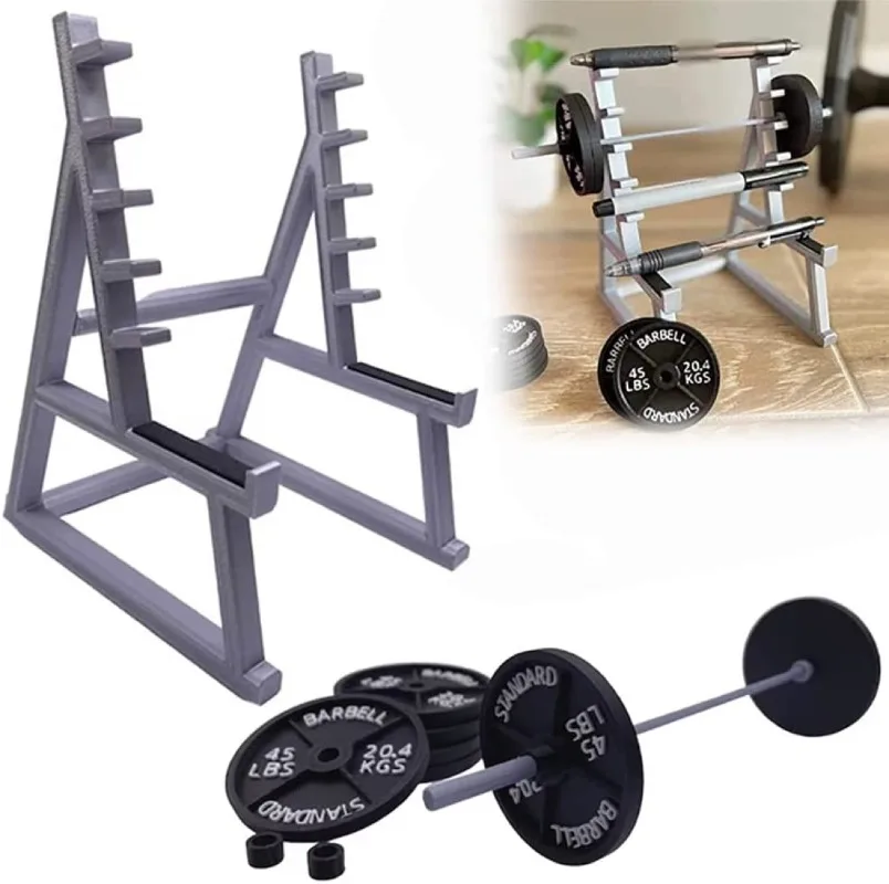 Kreatívne barbell Rack Pen Držiteľ mini drepových stojanov Ozdobia s činkami a váhami vtipné vzpieranie darčekový stôl Organizátor