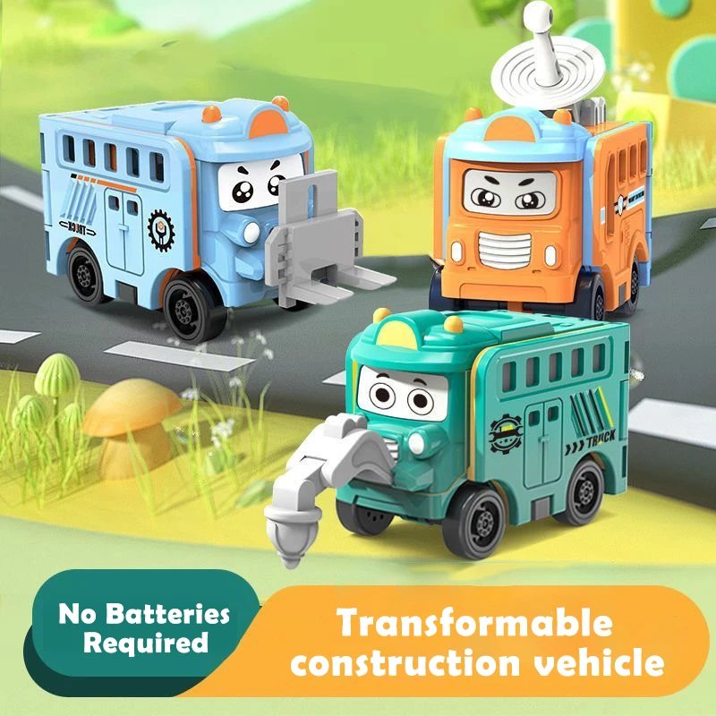Kreatívne detské hračky karikatúra roztomilý transformácia reverzných automobilov Funny Puzzle Engineering Car Boy CAR HONDICE HONDICE BARDEL