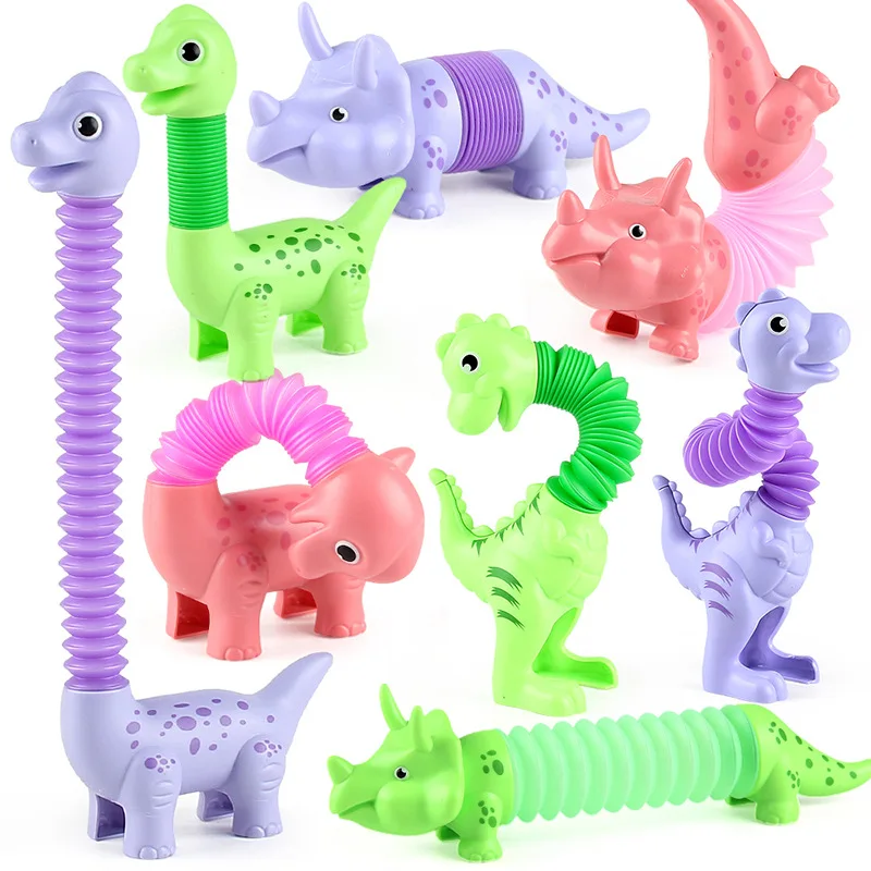 Kreatívne dinosaurus Squeeze Toy Kids Pop Tubes Sensory Toy Stres Zbavte sa výnosov pre dievčatá chlapci dospievajúci detské detské dary proti stresu