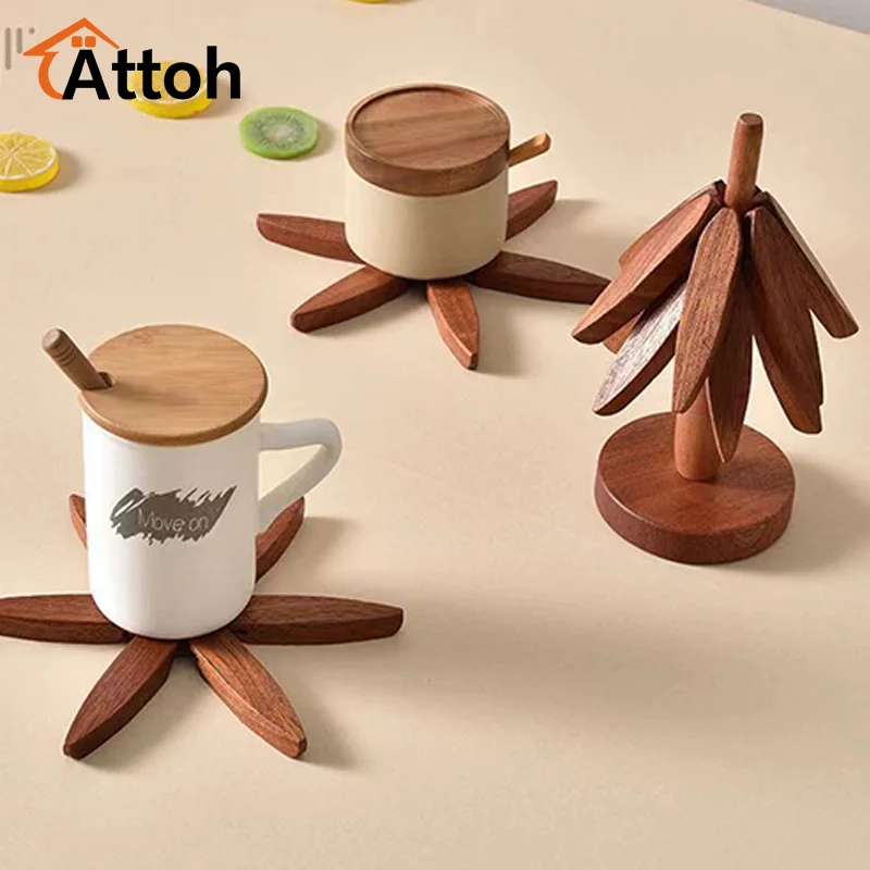 Kreatívne drevené prestieranie Trivets Tree Design Deskorený dekoratívny skladací držiak Coasters