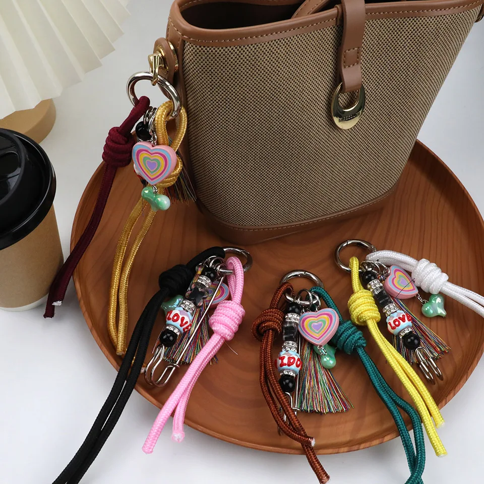Kreatívne farebné opletené šnúrka Keychain Anti-Lost nylon lano keyring tašky kúzla unisex car batoh
