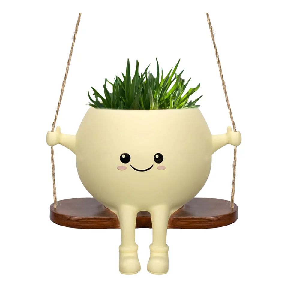 Kreatívne hojdacie kreslo/kvetinová kvetina kvetináča Plant Plant Plant Cute Resin Hlava kvetináče Domáce záhradné potreby pre vnútorné vonkajšie rastliny