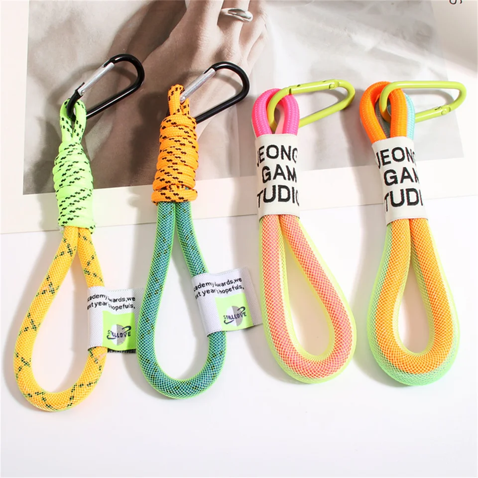 Kreatívne Iridescent Braid Lope Keychain Carabiner Key prsteň pre batohový prívesok Accessorie zavesenie šperkov
