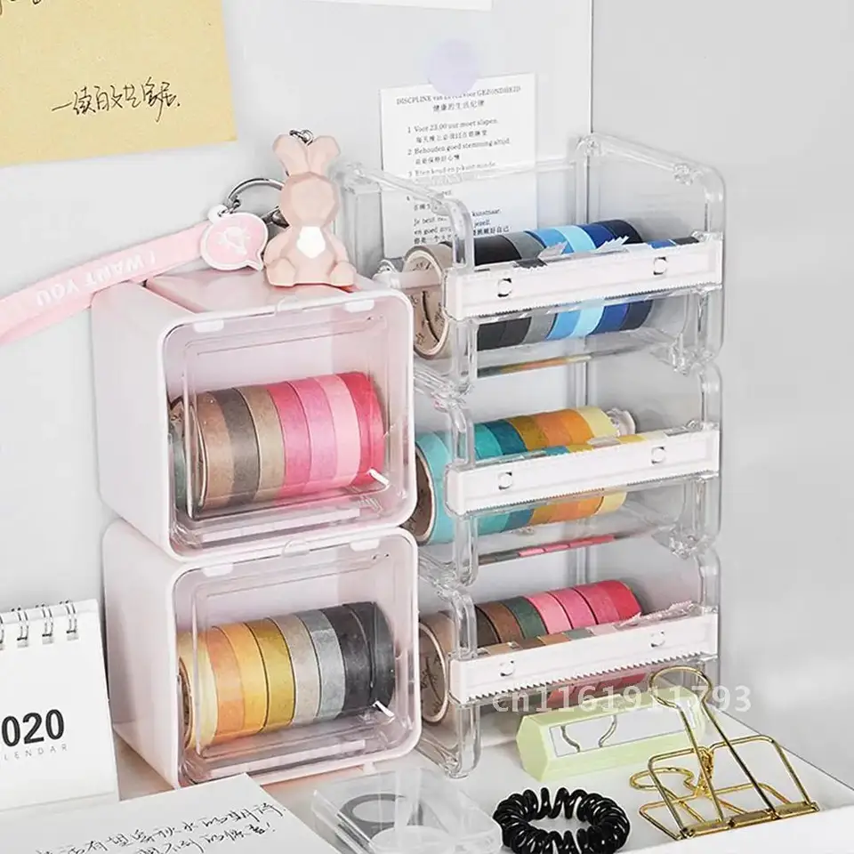 Kreatívne kancelárske maskovanie maskovacia páska Journal Washi Tape Storage Organizátor Cutter Office Paper DispenSer Office Supplies