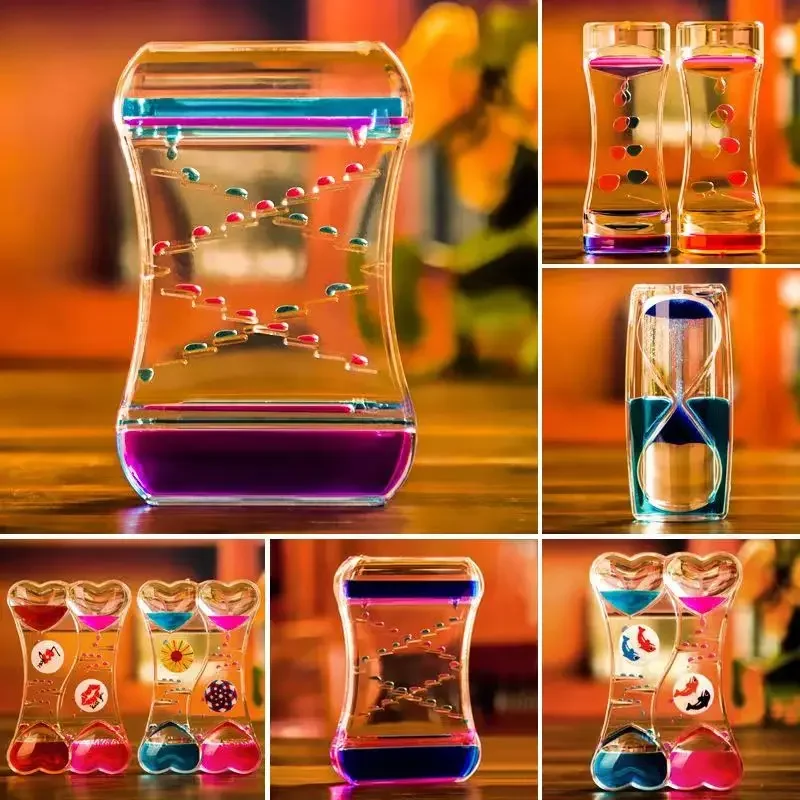 Kreatívne kvapkajúce ropné presýpacie hodiny úzkosť úľavu hračka Kvapalina Bubble Pohyb Časovač Ozdoby farebný tekutý piesok Domáca dekor