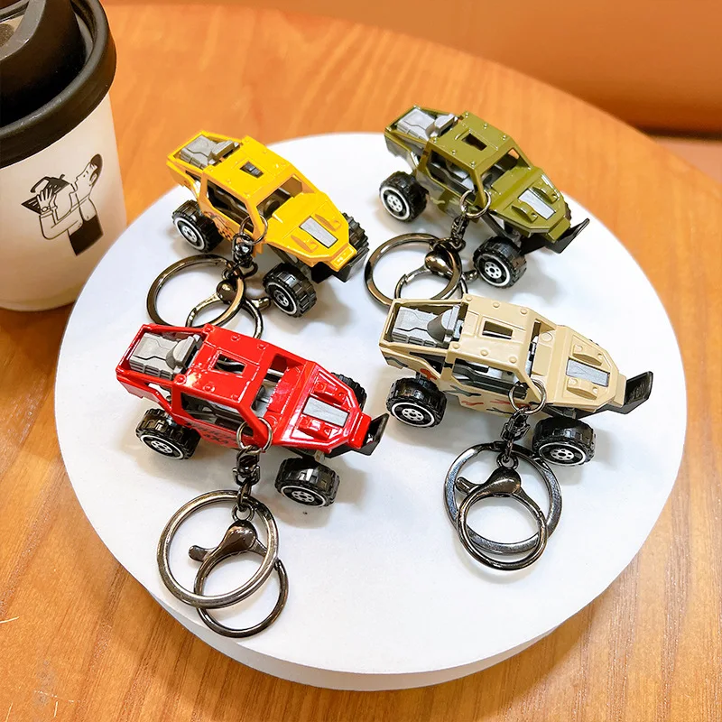 Kreatívne kĺzanie zliatiny Model simulácia hračiek Camouflage Buggy Prus chrbát auto mini auta Keychain prívesok Boy