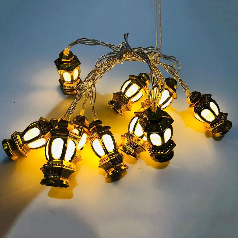 Kreatívne LED Golden Palace Lantern Fairy String Lights Battery Ramadan Decoration Garland Holiday Party vianočné svetlá