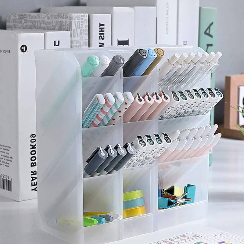 Kreatívne multifunkčné pracovné stolové organizátor Pen Držiteľ make -upu Storage Box School Office Learning Accessories Pen Brush Case Case