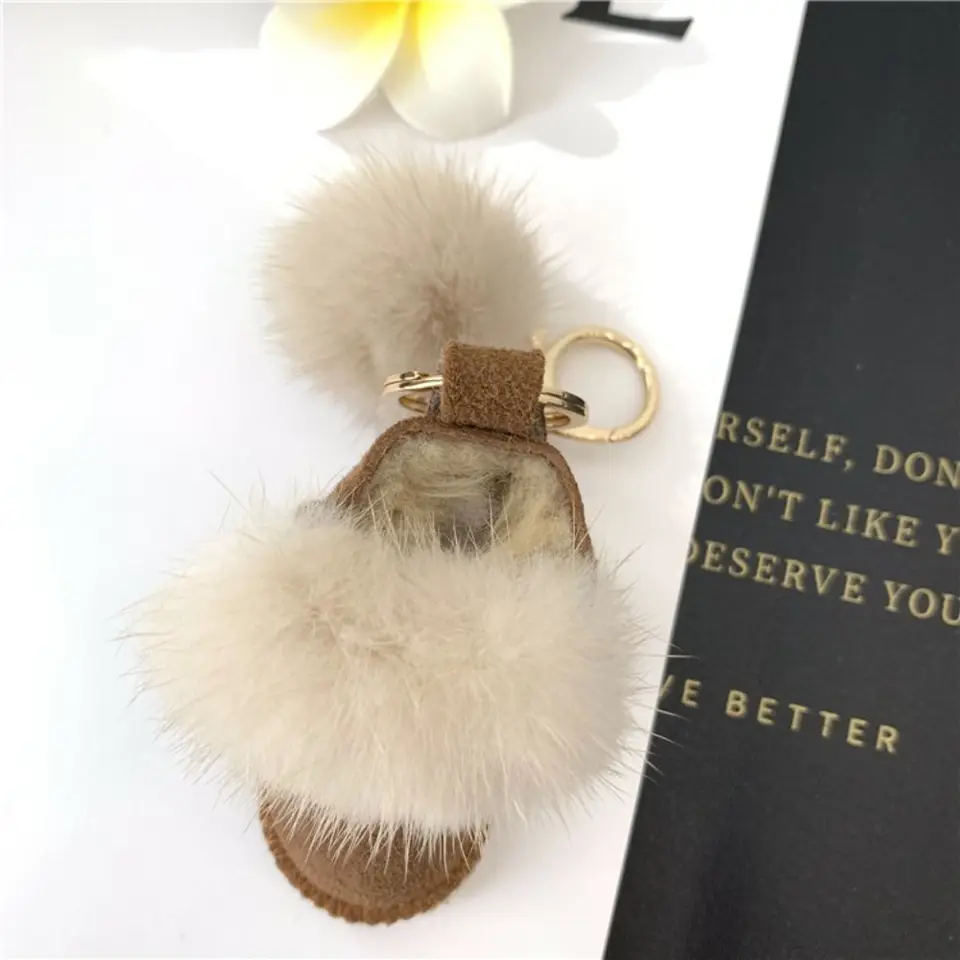 Kreatívne nadýchané mini boot keychain snehové topánky roztomilé Mink Hair Doll Dendant Topán