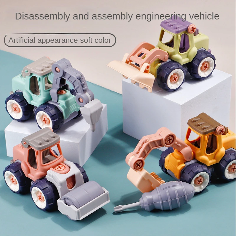 Kreatívne nakladanie nákladného auta Minuature Nakladanie Plastové plastové DIY Truck ToyAssembly Engineering Car Set Kids Vzdelávacie hračky pre chlapcov darčeky