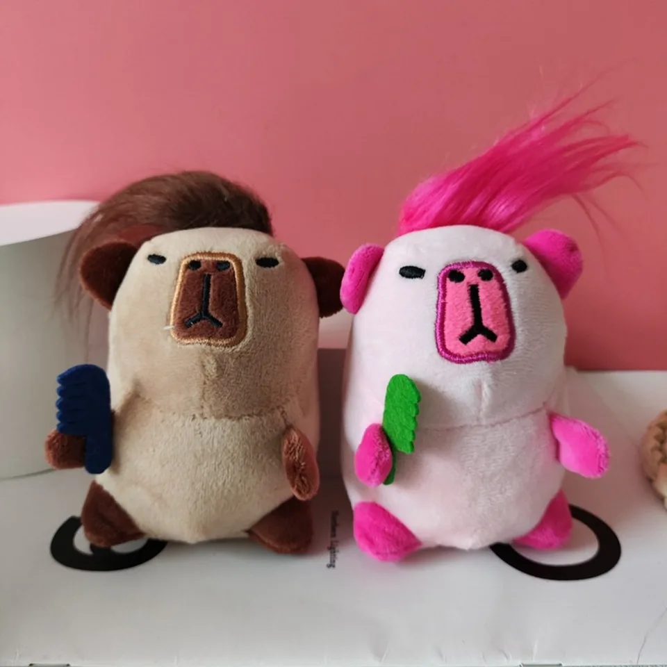 Kreatívne roztomilé plnené Capybra Keychain Dlhodobolasá kapybara bábika Prívesok matná textúra taška prívesok Capybara Worm Doll Doll