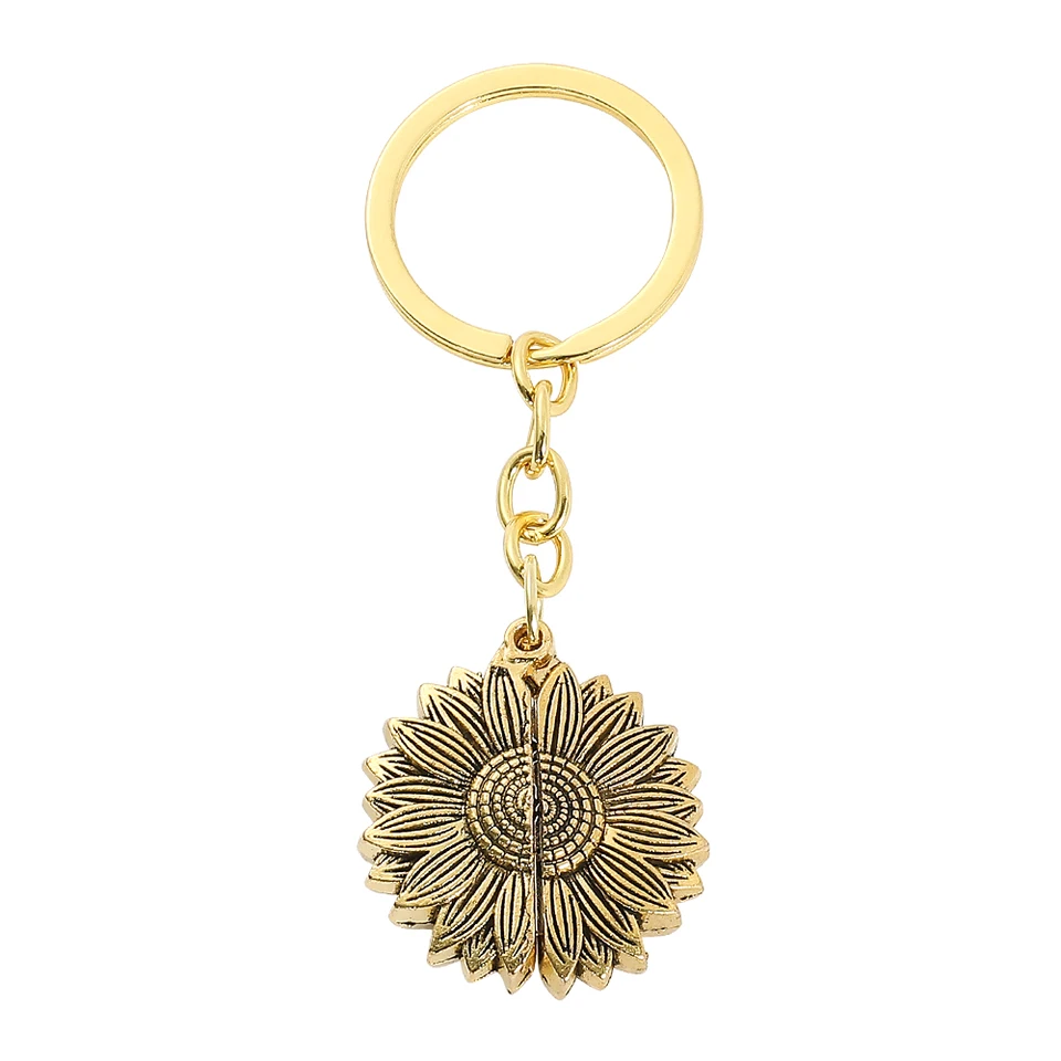 Kreatívne slnečné kvety Keychain Fashion Openabilné slnečnicové písmeno kovový kov prívesok kľúča kľúče auto batoh držiak na kľúče držiak šperky doplnky