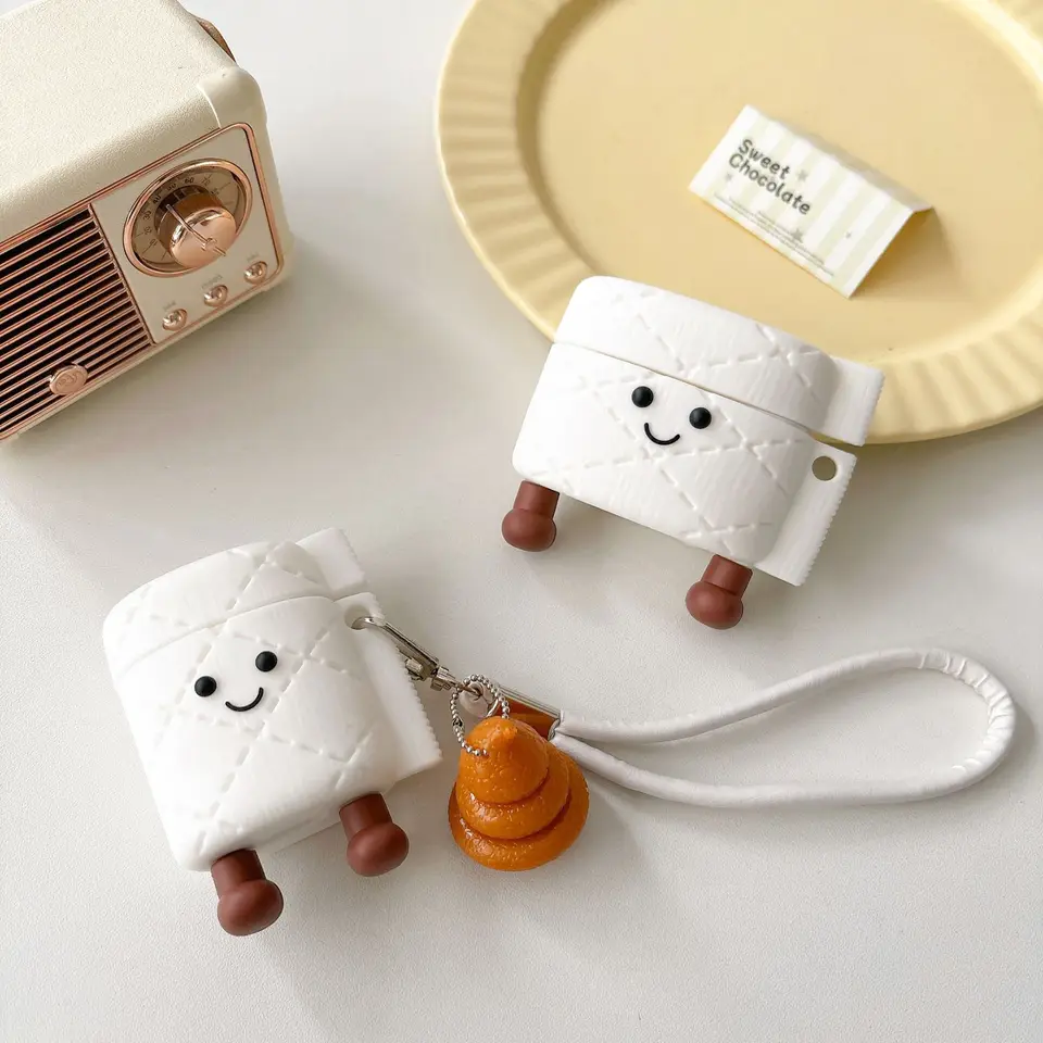 Kreatívne toaletné papierové puzdro pre AirPods 4 AirPod 1 2 3 Pro Pro2 Bluetooth Earbuds nabíjacie krabičky Ochranné puzdro slúchadla pre slúchadlá