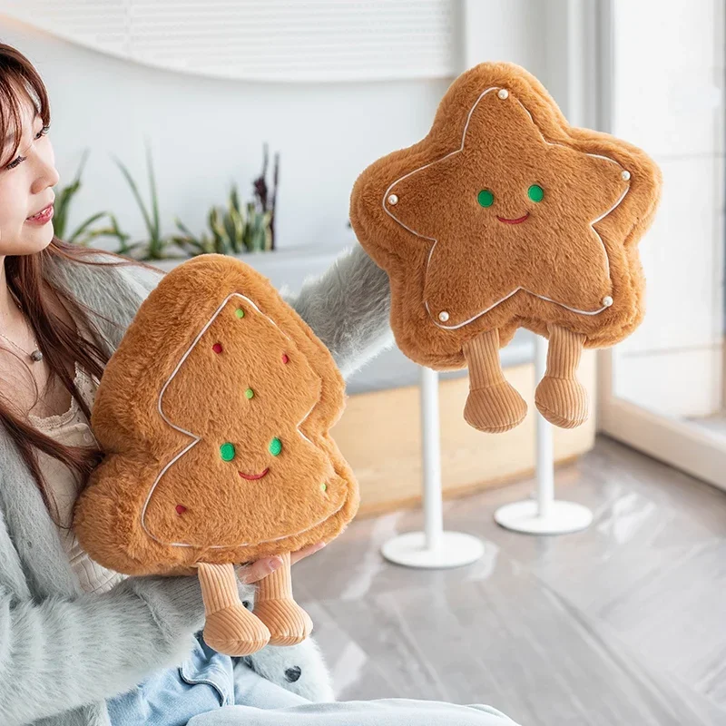 Kreatívne vankúše Cookie Star / Tree Tvarované sušienky plnené plyšové hračky Realistické jedlo Snack sedadlo vankúšiky Plushie rekvice darčeky