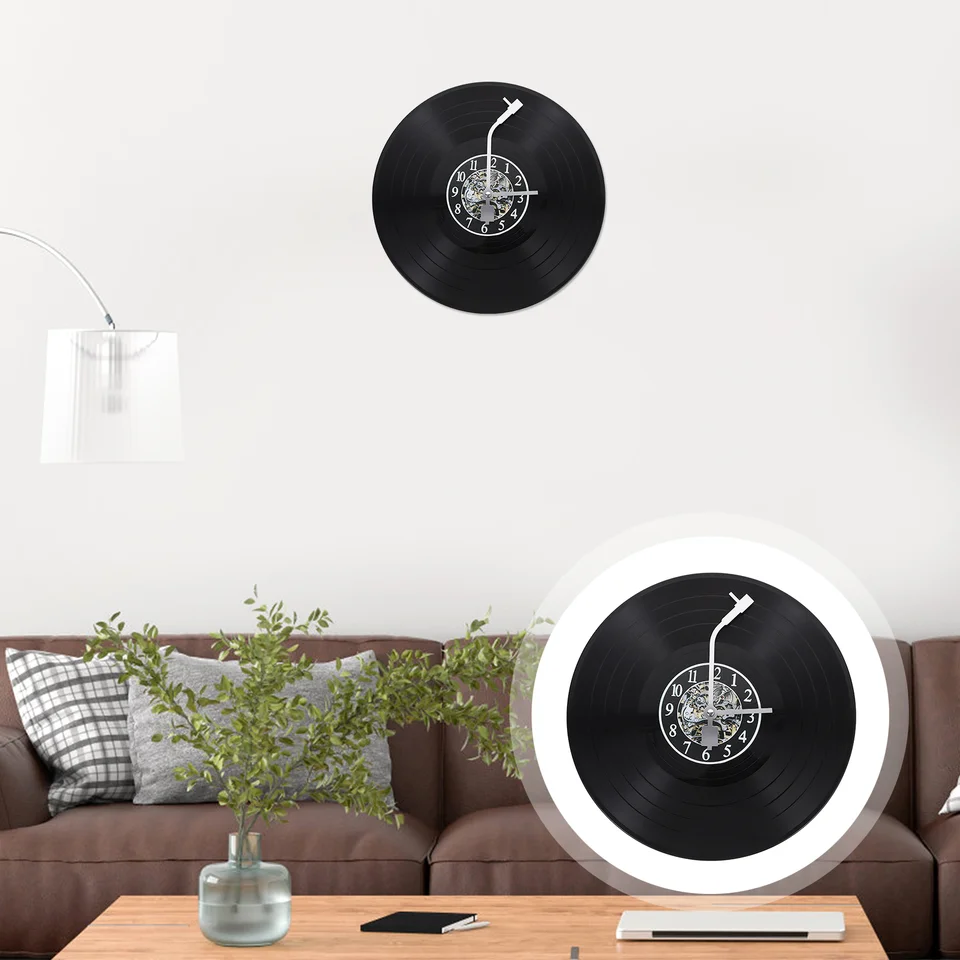 Kreatívne vinylové záznamy nástenné hodiny pohodlné hodiny retro dekorácie okrúhle alarm moderné rádio