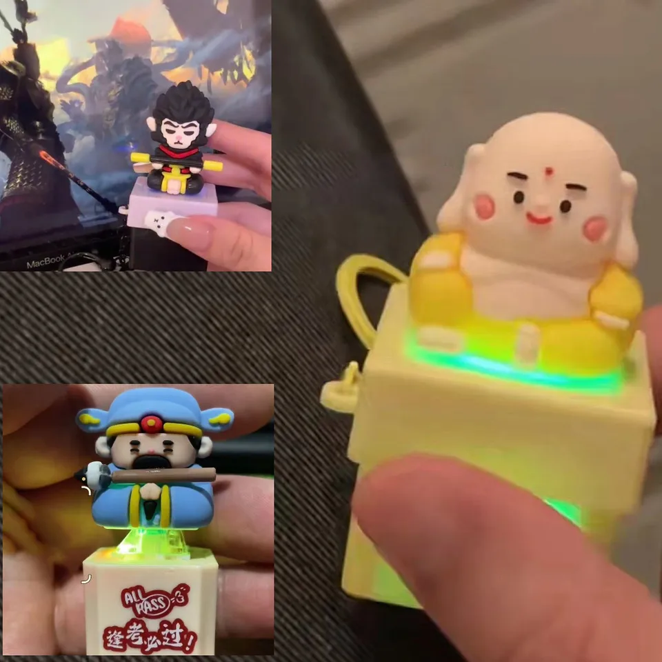 Kreatívne vtipné gombíky Wukong Merit+1 hlasový kľúče vrecko prívesok Office Decompression Toy Gift