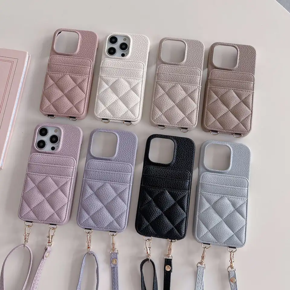 Kreatívne zadné vložte puzdro pre kartu pre iPhone 14 plus 13 12 11 Pro Max odnímateľný kryt s koženým remienkom na ramenný popruh