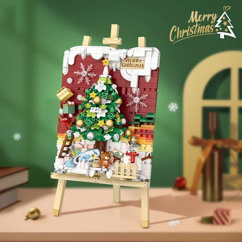 Kreatívne zavesenie maľby vianočný stromček Build Block Set DIY RICKALICKÁ doska Zhromaždené ozdoby Detské hračky Darčeky