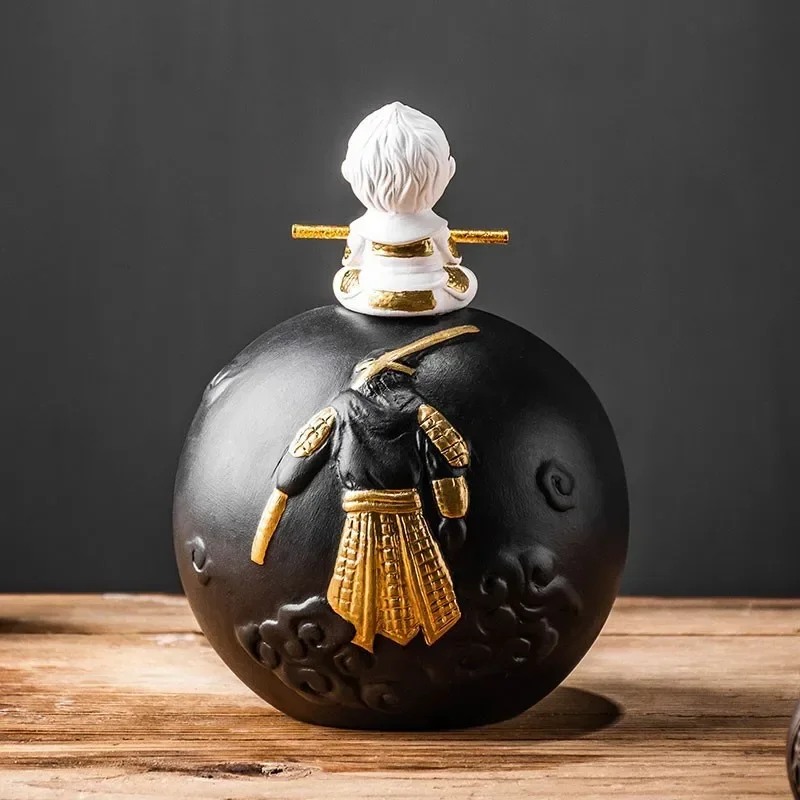Kreatívny a prispôsobený trend domov obývacia izba Sun Wukong Ashtray Tea Table Čínsky štýl s krytom