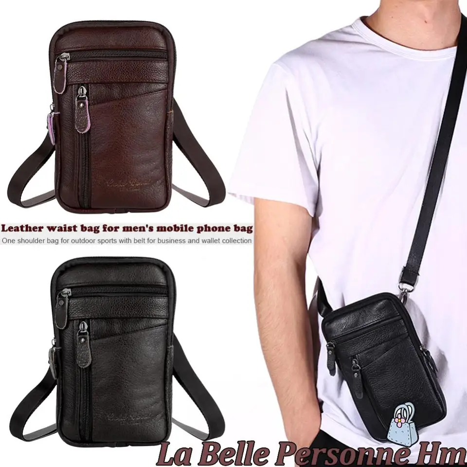 Kreatívny dizajn klasická textúra Originálne kožené muži ramená crossbody taška elegantné business messenger telefón telefón