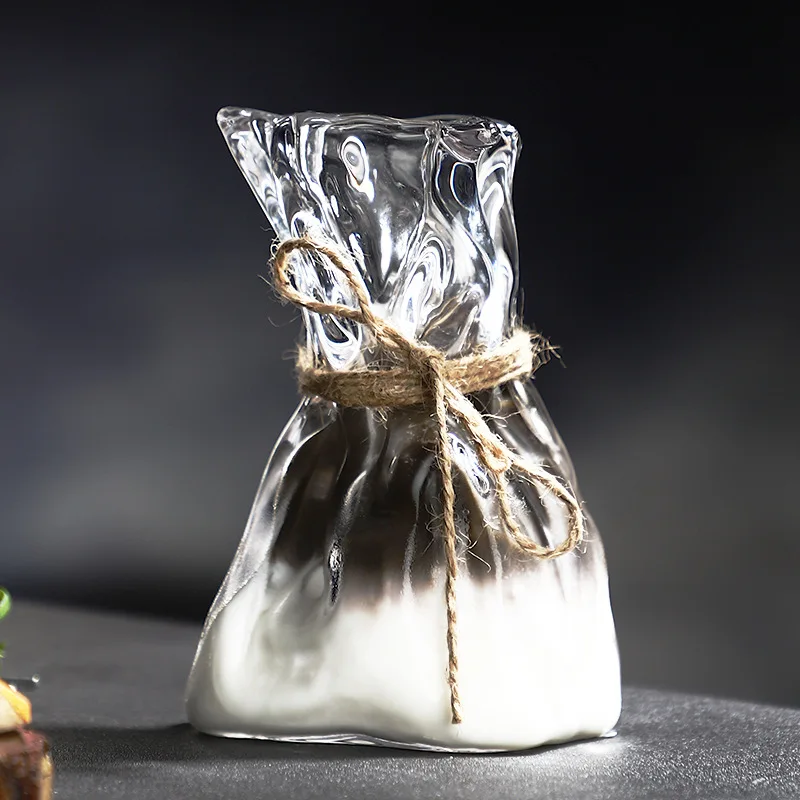 Kreatívny dizajn skladaného skleneného pohára s vodou Priehľadný nápoj Juice Víno Koktail sklo pre domáci bar kuchynský váza dekorácie