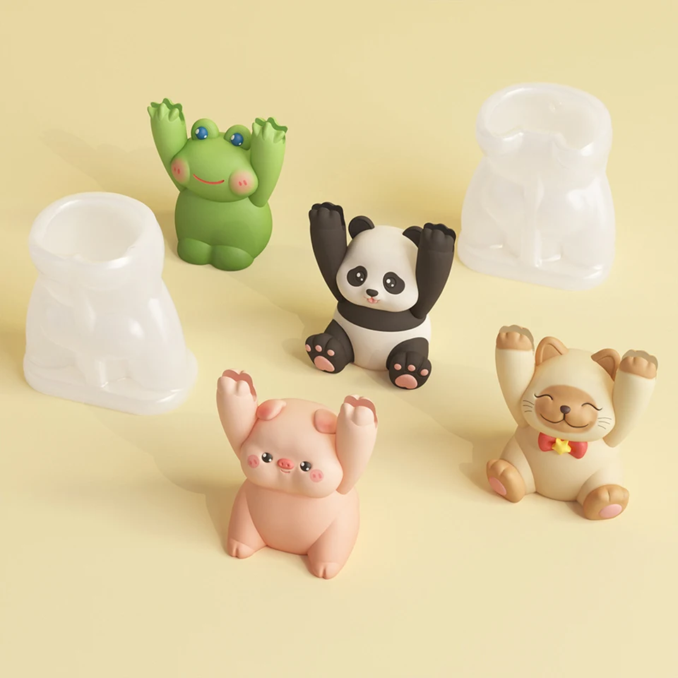 Kreatívny držiak na kartu Silikónová forma panda ošípané mačiatko DIY Správa klip Passter živicová betónová sviečka