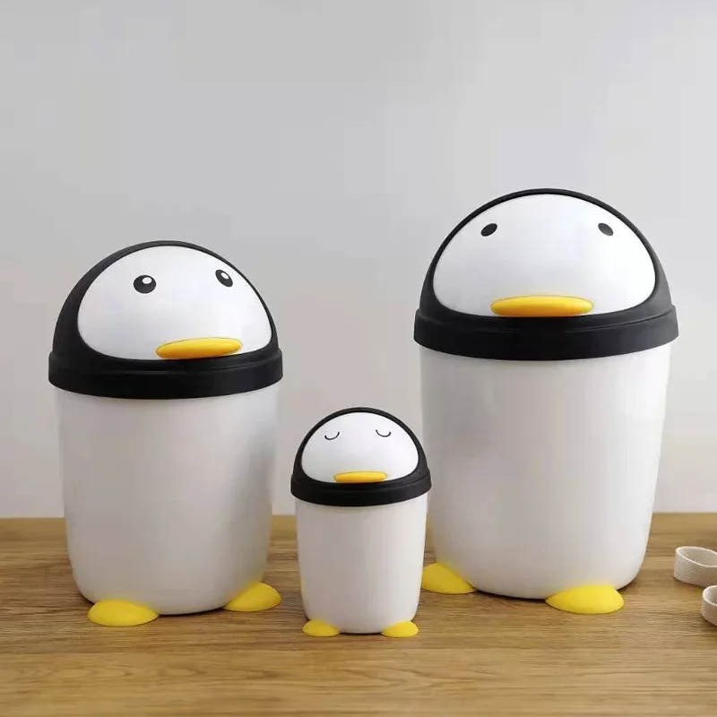 Kreatívny karikatúra módny dom veľká kúpeľňa obývacia izba Kuchynská spálňa kancelársky odpad Trash Can Penguin Modeling Ashcan Ashbin