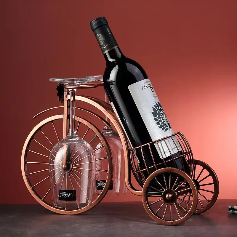 Kreatívny kovový stojan na víno európsky retro trojkolesový červené víno stojan na bicykel Rack displej Organizátor Organizátor Kuchyňa kuchyňa Domovod