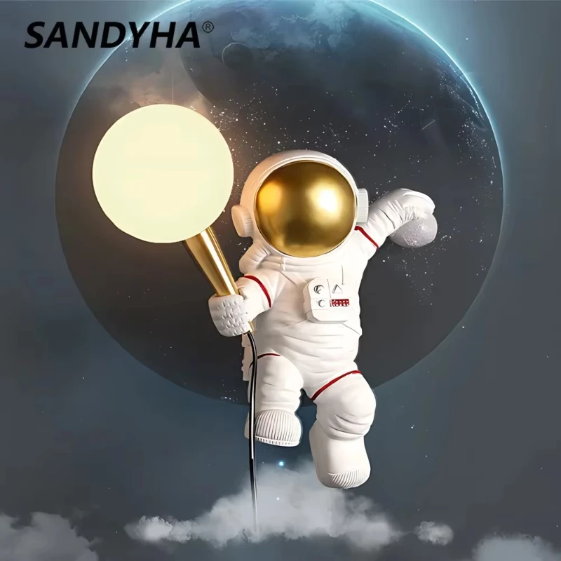 Kreatívny kozmický stôl Astronaut Wall Lamp 3D Moon Planet Lamp Decorácie nočná nočná ľahká spálňa Ozdobte planétu lampy