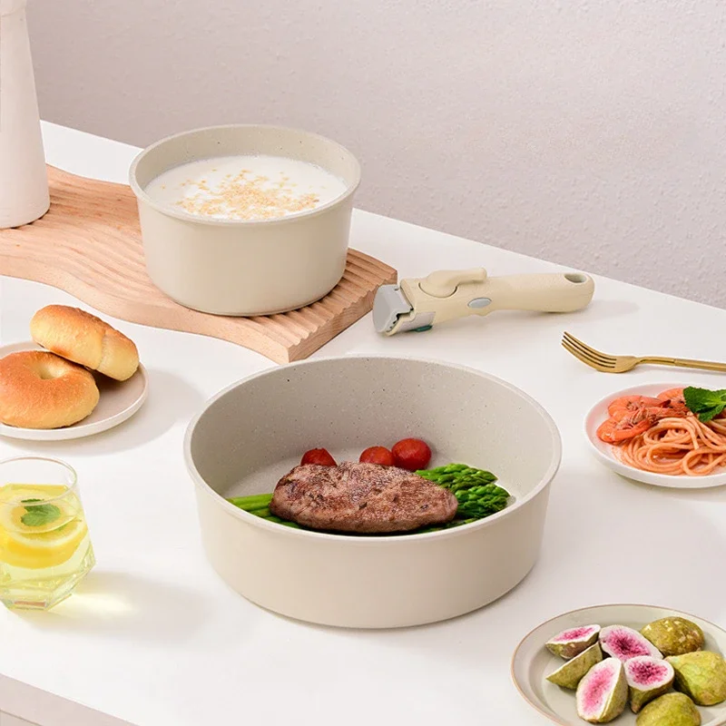Kreatívny kuchynský riad sada odnímateľná rukoväť Panva Domácnosť Usadená keramická nonstick varenie panvic