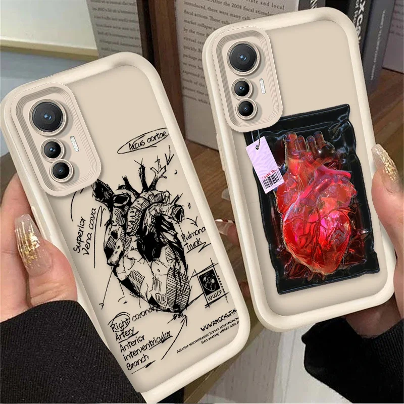Kreatívny lekársky model srdca pre Xiaomi 12T 13T 14T 11T 13 12 11 LITE 5G NE POCO X6 X5 F6 F5 F3 X4 GT X3 NFC M5S M6 PRO 4G