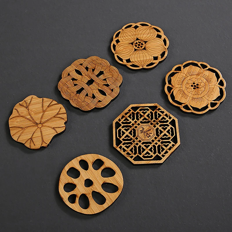 Kreatívny lotosový kvetinový nápoj Coasters drevené okrúhle šálky rohož mat