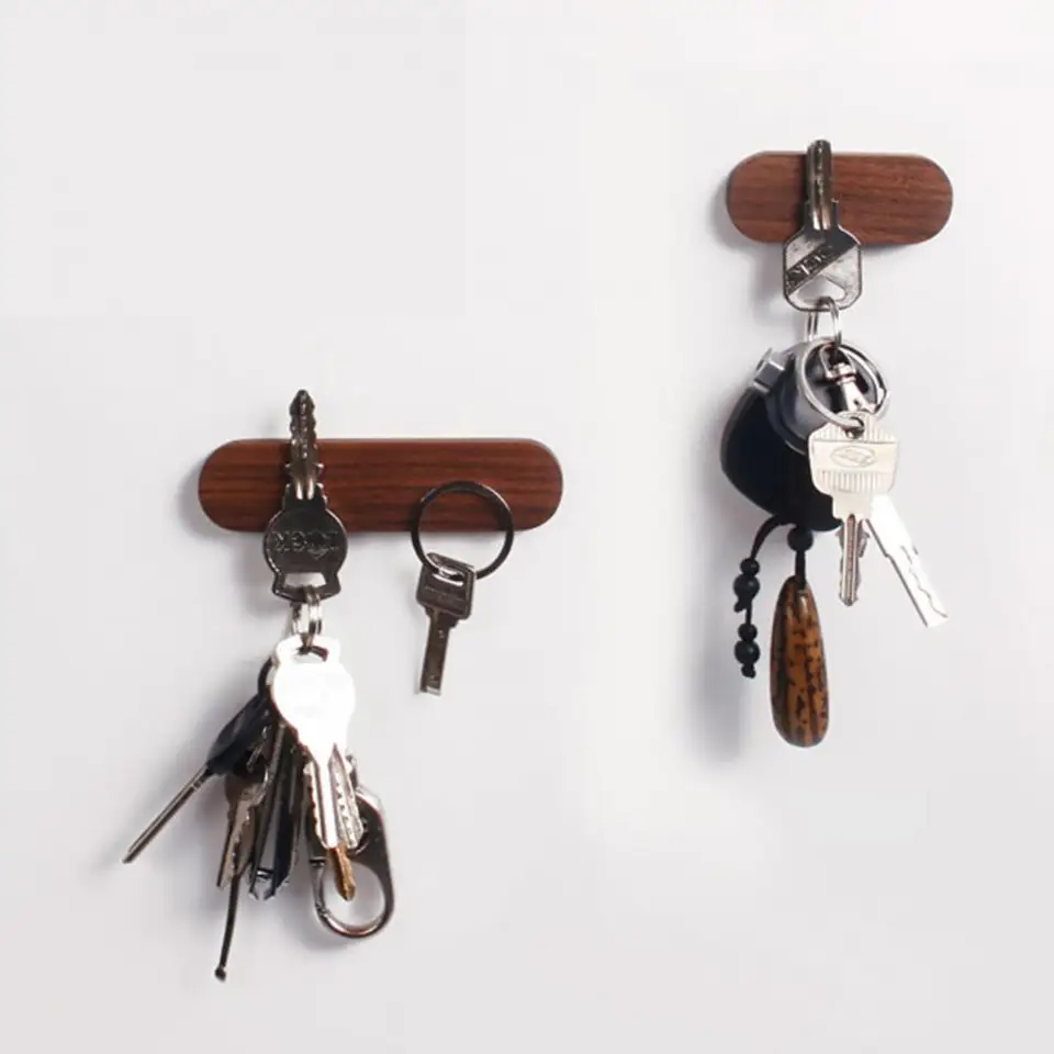 Kreatívny masívny drevený držiak kľúča Magnetický háčik Multifunkčný vešiak Sundries Storage Rack Rack Domáce organizátor Nástroje nástenné dekorácie