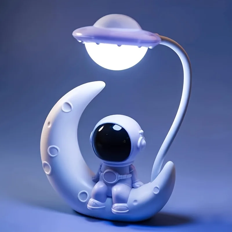 Kreatívny mesačný astronaut nočné svetlo, LED malá stolová lampa pre dekoráciu spálne, vianočný darček