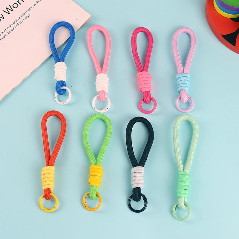 Kreatívny opletený šnúrka na keychain telefónny remienok proti strateným telefónnym reťazcom náramok náramok karabíny uzlové lano keyring camera