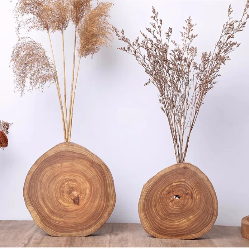 Kreatívny protokolový rastový prsteň Váza drevená stolová kvetina Váza Japonská wabi-sabi domov dekor zen kvetinársky kvet Vaser