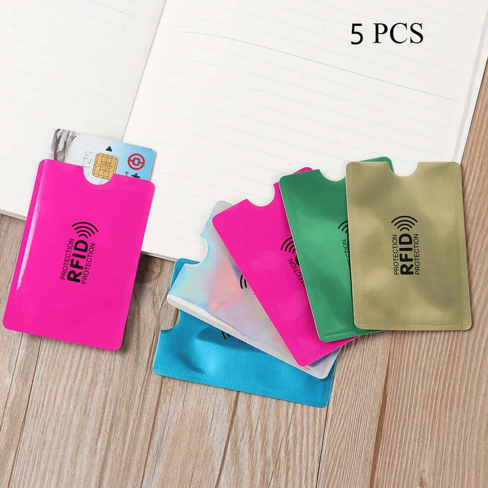 Kreditné karty pre čítačku 5ks, kreditné karty proti krádeži, rukáv peňaženka RFID Blokovanie karty Držiteľ chráneného puzdra