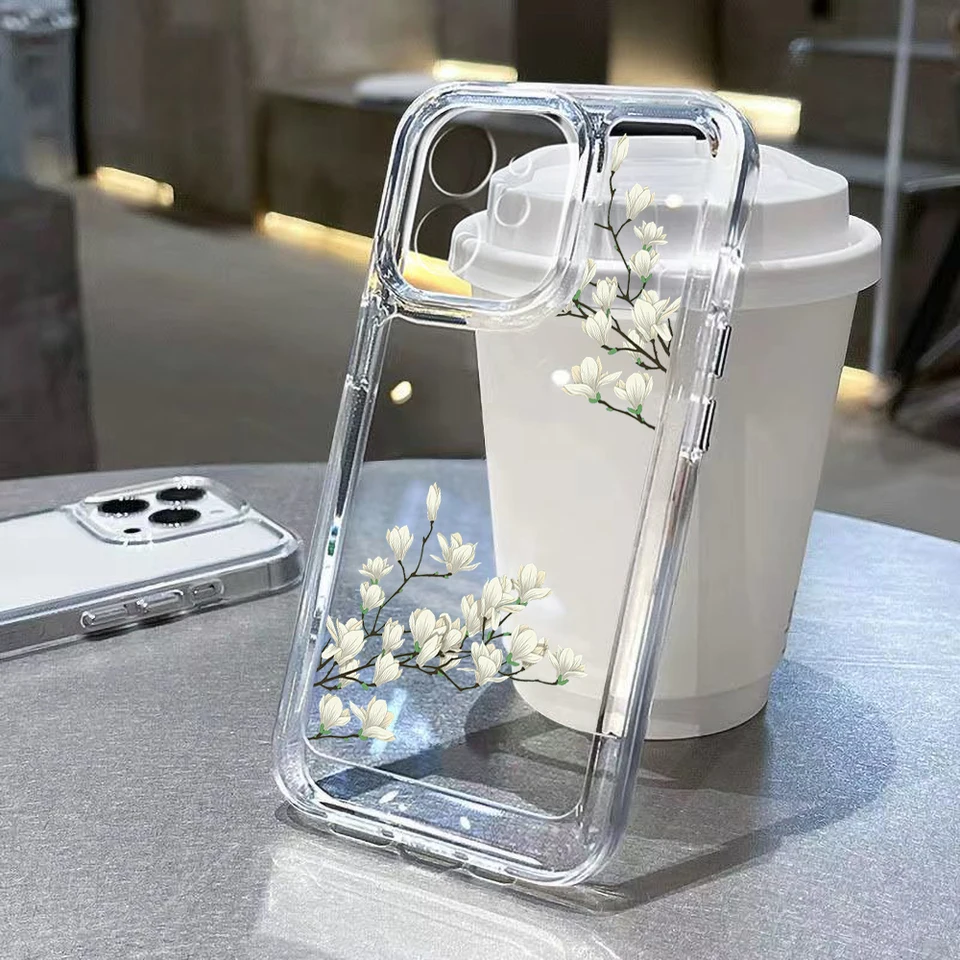 Kremíkové kvetinové puzdro pre Xiaomi POCO X3 Pro X5 F5 12 11 LITE 5G NE 11T 12T REDMI Poznámka 11 10 9 8 9S 10S Transparentné fondy