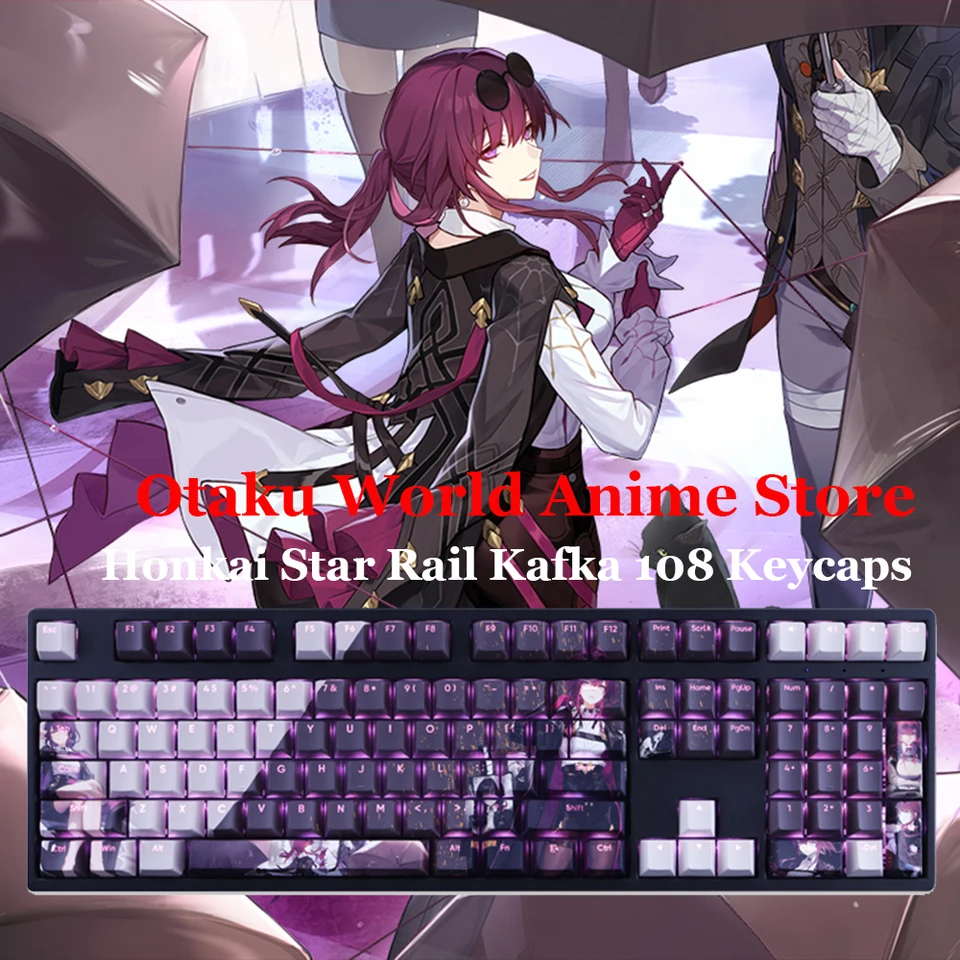 Kreslená postava Kafka 108 Kedratic Game Honkai Star Rail PBT Transparentné kľúčové čiapky