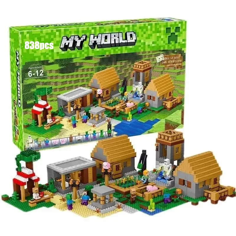 Krečivá hra pre domácich majstrov farma Cottage Village House Building Blocks Kompatibilné 21128 tehly hračky narodeniny darček