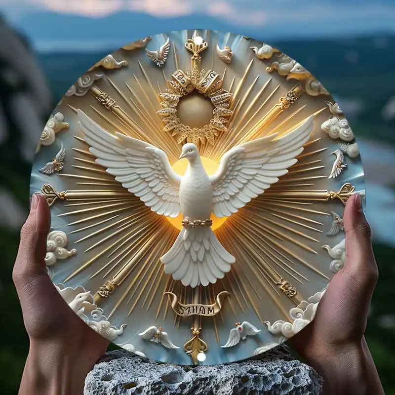 Kristus Spirit Dove Wall Art Hliníkové kovové log