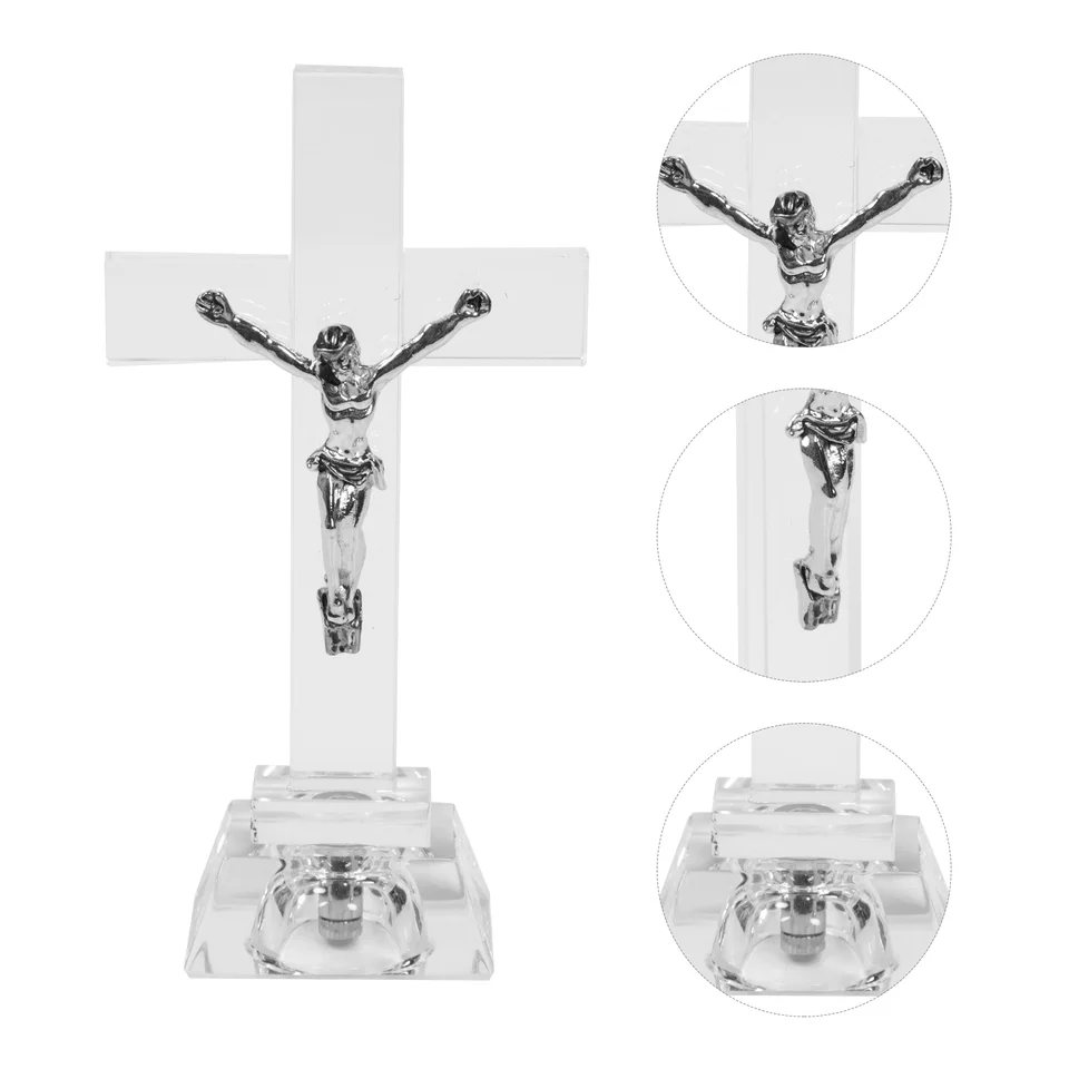 Krištáľovo dekoratívne lampa kostol ozdoba kresťanský ornament Unikátna domáca fotografia prop kríž figurínu náboženské modlitebné potreby