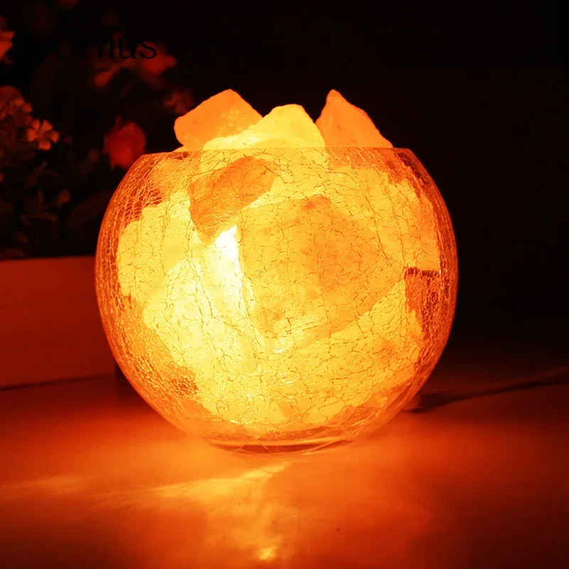 Krištáľová soľná lampa himaláje európsky štýl dekoratívna malá stolová lampa Kreatívna módna spálňa teplá svadobná lôžka lampa