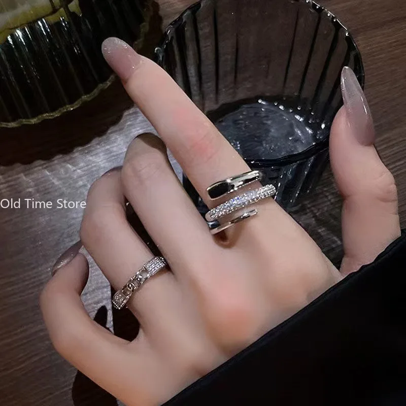Krištáľové krúžky KPOP Srdce nastaviteľný prsteň Nepravidelná geometria punk vintage prstene pre ženy dievčatá nové módne šperky