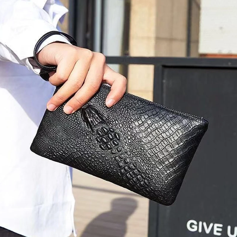 Krokodílová kožná peňaženka Muži 100% originálna koža Small Zipper Short Men peňaženky Držitelia kreditných kariet Coin vreckový aligátor kabelky