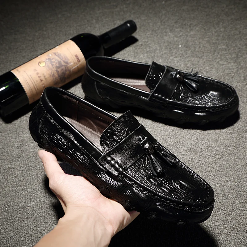 Krokodílová pokožka Vzor mužov Loafer topánky kožené sklz-on byty Moccasins ručne vyrábaný muž neformálne hnacie topánky jazdiť luxusný voľný čas