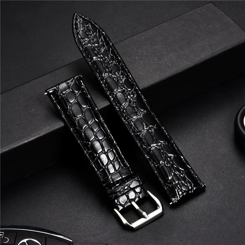 Krokodílový vzor dizajn kožené hodinky remienok 18 mm 20 mm 22 mm 24 mm mäkké hodinky Casy Business Wristwatch Band