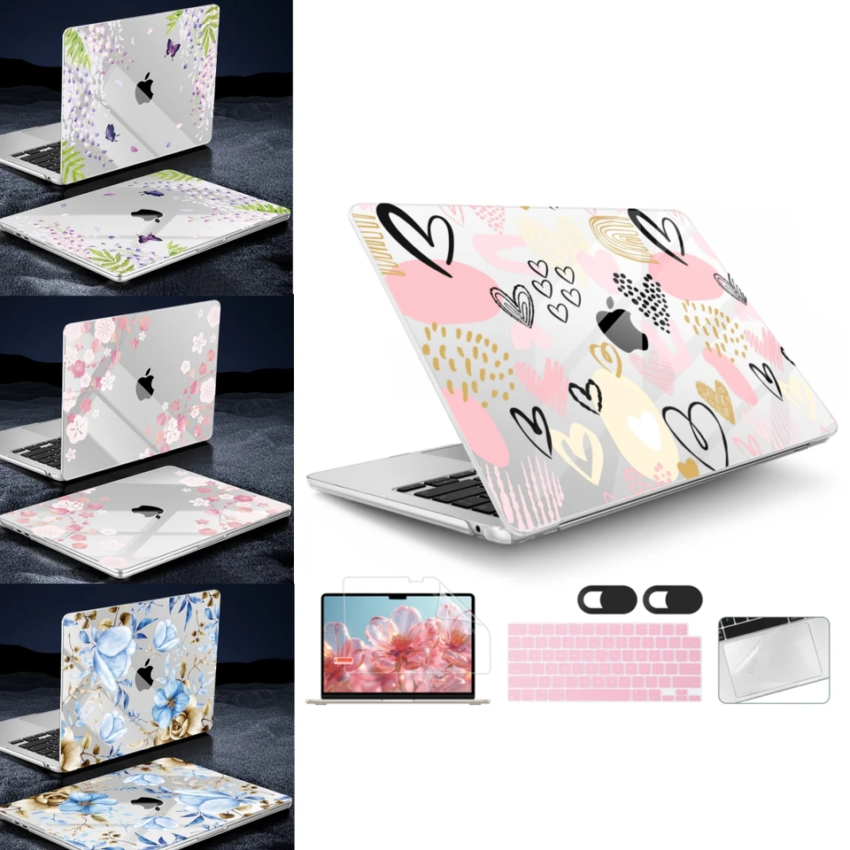 Krstenie kvetinových kryštálov pre MacBook Case Air 13 A2681 M3 2024 M4 PRO 13 14 16 M2 A3112 A3401 AIR 15 A2941 A3114 A2337 M1